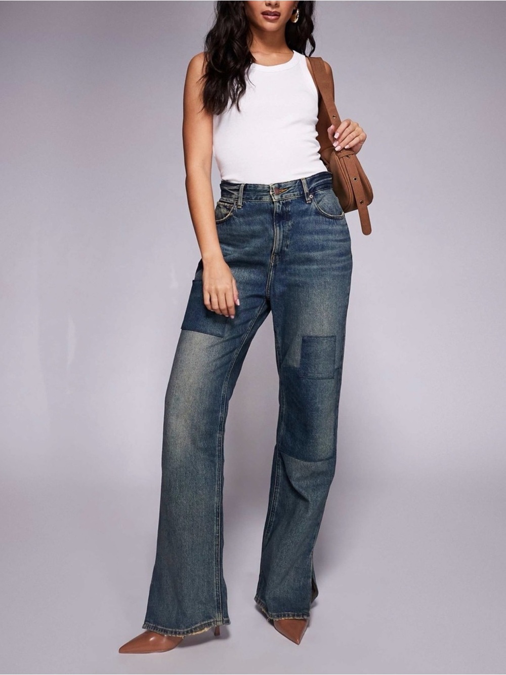 NWT Good American The Khloe Patchwork Straight Jeans Size 12/31
